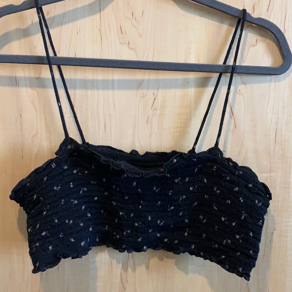 Black Floral Crop